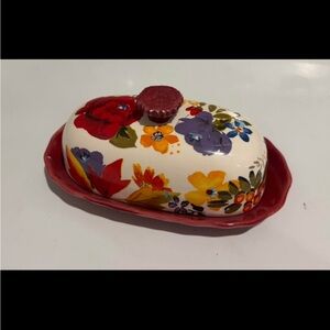 Pioneer Woman Floral Ceramic Butter Dish with Lid